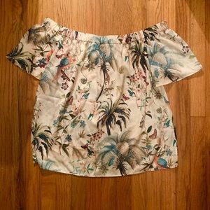 H&M Silky Tropical Print Blouse
